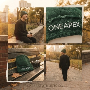 Men's Green <b>Beanie</b> Hat Knit Cuffed Winter Cap Unisex Streetwear <b>Skull</b> Cap Custom Logo Wholesale Fashion Accessory - Product Image 6