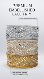 Dentelles brodées de perles élégantes, garnitures perlées pour vêtements de mariée, robes de couture, embellissements artisanaux, fournitures de couture - Product Image 6