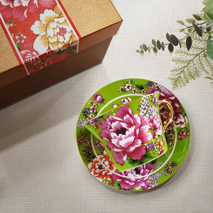 ชุดถ้วยกาแฟพอร์ซเลนลายดอกโบตั๋นและจานรองของขวัญแบบดั้งเดิมจากวัฒนธรรมจีนสไตล์ Hakka เหมาะสำหรับเป็นของขวัญทางธุรกิจ - Product Image 5