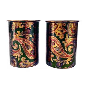 <b>Set</b> of Copper and Silver Tumblers with Metal Straws Rustic Eco Friendly Cocktail Drinkware for Home Bar Party Use - Product Image 4