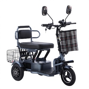 Tricycle électrique double place KS 48V12Ah pliable rouge/gris argenté en acier, scooter de mobilité avec boîte de chargement 110x57x55CM pour seniors - Product Image 1