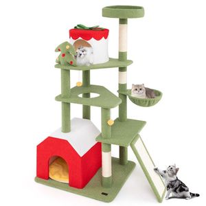 Grazioso Albero di Natale per Gatti da 61 Pollici con 2 Cucce e Tiragraffi in Sisal - Product Image 4