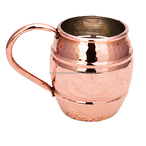 Mug en cuivre martelé de qualité supérieure avec poignée et finition polie, idéal pour la boisson et l'utilisation en cuisine, anti-fuite. - Product Image 3