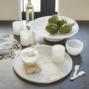 Plateau en résine blanche tourbillonnante fait main de luxe, décoration moderne pour la maison, mariage, Diwali, organisateur de bijoux multifonctionnel pour table - Product Image 1
