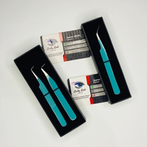 แหนบต่อขนตา Lucky Lash Tools Private Logo 45 90 ปลายไฟเบอร์ สแตนเลสสตีล จับขนตาได้อย่างแม่นยำ แข็งแรง บางเฉียบ ตรง สำหรับต่อขนตาแบบวอลลุ่ม - Product Image 1