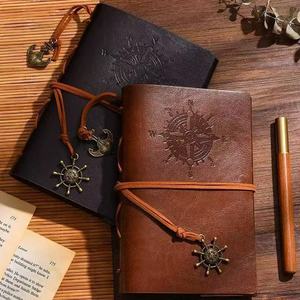 Retro European Nautical Notebook A5 PU Leather Loose-<b>leaf</b> Diary Promotion Gift Vintage Kraft Paper Drawing <b>Book</b> Journal - Product Image 1