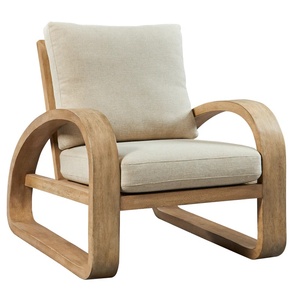 Fauteuil en teck massif de haute qualité avec bois naturel et coussin pour usage intérieur - Product Image 1
