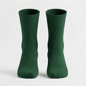 Green Crew <b>Socks</b> Solid Knitted Regular Style Athletic Sports <b>Socks</b> - Product Image 3
