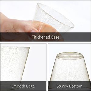 Confezione da 100 Bicchieri Monouso da 266 ml, Eleganti Bicchieri in Plastica Dorata per Matrimoni e Feste - Product Image 2