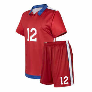 Custom Red <b>Soccer</b> Jersey Set With Number Sublimated Print Quick Dry Polyester Unisex Adult Uniforms Short Sleeve Elastic Waist - Product Image 1
