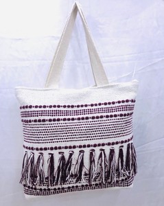 Sac fourre-tout en coton écologique avec fermeture éclair et broderie, style vintage, réutilisable pour la plage et l'usage quotidien - Product Image 4