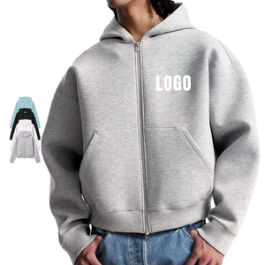 Veste d'hiver pour homme en molleton épais 350 GSM, coupe ample, avec fermeture éclair, style hip-hop, personnalisable, vente en gros - Product Image 4
