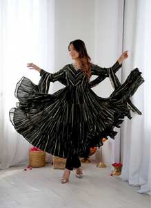 Conjunto de Vestido de Fiesta Mal Chanderi Premium, Completamente Cosido, con Detalles de Espejos Reales - Product Image 5