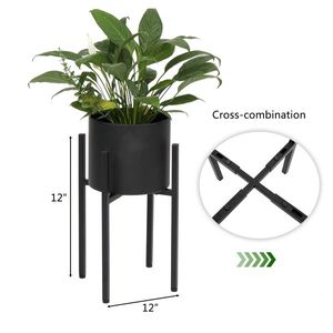 Set di 2 Supporti per Piante in Metallo da Interno - Nero, Arredamento da Esterno - Product Image 5