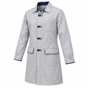 Blouse Médicale Gris Pâle Marine à Boutons-Pression, Uniforme de Laboratoire Personnalisé, Vente en Gros, Tenue de Travail Unisexe pour Professionnels de Santé, Idéale pour Cliniques et Équipes - Product Image 4