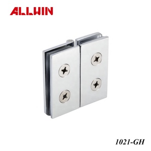 180 Degree Solid Brass Glass Door Hinge with Modern Design for 1/4" to 5/16" Glass Polished Chrome - Product Image 2