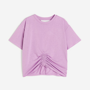 Camisetas Casuales de Manga Corta para Mujer, Corte Ajustado, Cuello Redondo, Satén Ecológico, con Detalle Trenzado en la Parte Delantera - Product Image 4