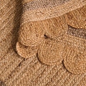 Alfombra Oriental Rectangular de Yute Trenzado Hecha a Mano con Patrón Geométrico, Base de Yute Antideslizante, Reversible, Apta para Mascotas, Baja Altura, Ideal para Picnic - Product Image 4