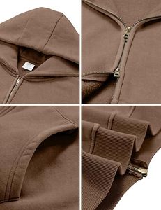 Sweat à capuche zippé personnalisé avec logo, délavé à l'acide, 100 % coton, pour homme, style streetwear vintage, entièrement zippé, surdimensionné, hiver, fabricant - Product Image 4