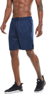 Pantalones Cortos Deportivos de Malla de Secado Rápido Azul Marino para Hombre, con Cordón en la Cintura, Bolsillos, Corte Bermuda Informal - Product Image 4