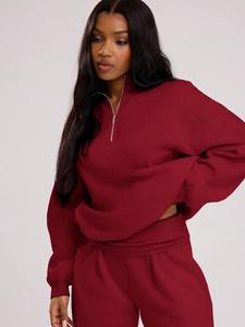 Conjunto Deportivo Personalizado para Mujer, Sudadera Holgada y Pantalones Anchos de Felpa Premium, Ropa Casual para Descansar, OEM, ODM, Marca Privada - Product Image 5