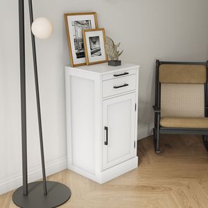 Mobile Bar Modulare per Vini in Colore Bianco con Vetrina Buffet e Credenza per Stoviglie per Sala da Pranzo - Product Image 1