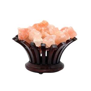 NIC ENTERPRISE Premium Himalayan Salt Lamp Eco-Friendly Wooden Basket Handcrafted Pink <b>Crystal</b> Light Pyramid Style Portable Air - Product Image 2
