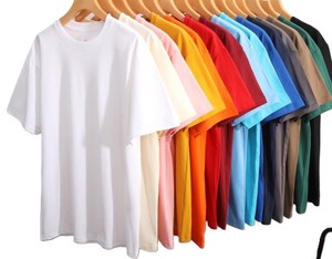 เสื้อยืดคอกลมแขนสั้นผู้ชายสีพื้นผ้าฝ้ายแท้ 200 กรัมทรงหลวมสบายๆ ปักโลโก้ ผลิตในโรงงานบังกลาเทศ ราคาโรงงาน รับผลิตแบบ OEM - Product Image 1