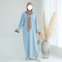 Toptan Loriya Kadın Elbiseleri Zarif Uzun Kollu Polyester Abaya Elbise Yeni Mütevazı Yan Cepli Müslüman Abaya Elbiseleri