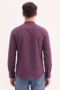 Camisa de Verano para Hombre Enovate, Casual, Texturizada, Cuello Mao, Doble Botonadura, Manga Larga, 100% Algodón, Transpirable, ODM - Product Image 3