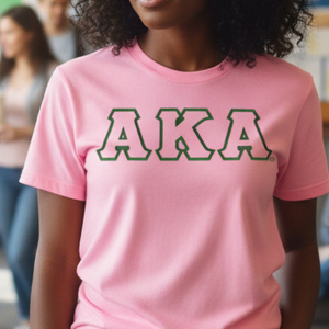 เสื้อยืด AKA Lettered AKA สีชมพูอ่อน คุณภาพพรีเมียม คอตตอน คอกลม เสื้อผ้าสำหรับชมรมนักศึกษากรีก - Product Image 6