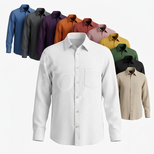 Chemises habillées à manches longues personnalisées avec logo privé, coupe ajustée, en coton, formelles, pour le bureau, avec boutons, pour le travail - Product Image 1