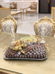 Plateau cadeau Ramadan en bois de qualité supérieure avec calligraphie islamique en forme de croissant de lune et dessus en acrylique transparent, décoration élégante pour l'Aïd - Product Image 2