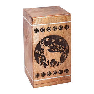 Top Selling Buck Deer & Floral Engraved Wooden <b>Urns</b> for Human <b>Pet</b> <b>Ashes</b> Adult Large Mango Wood Cremation <b>Urn</b> Box for Columbarium - Product Image 4