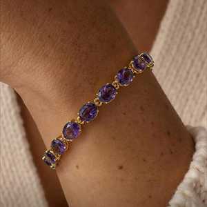 Handmade African Amethyst <b>Charm</b> <b>Bracelet</b> 925 Sterling <b>Silver</b> Rhodium Plated Adjustable Luxury GIA Certified Unisex Jewelry - Product Image 2