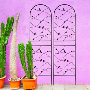 Set di 2 tralicci da giardino in metallo antiruggine neri da 180 cm x 50 cm per decorazioni esterne e supporto per piante rampicanti - Product Image 2