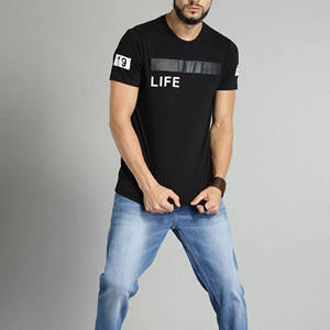 Camisetas de lujo extragrandes, personalizadas con estampado gráfico, 100% algodón lavado, de tela gruesa, para hombre, color negro, según demanda personalizada. - Product Image 1