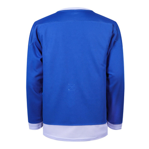 Custom Blue Winter Ice Hockey Jersey V-Neck Half Sleeve 100% Polyester Moisture Wicking Breathable Front Unisex Adult Uniform - Product Image 2