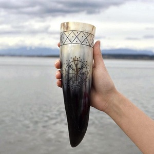 Cuerno de búfalo tallado de lujo para beber, con logotipo personalizado, estilo náutico, recuerdo ecológico - Product Image 3