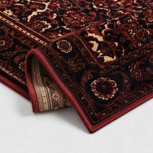 Alfombra Decorativa de Lana Negra Roja Intensa, Ecológica, Antideslizante, con Diseño Floral Clásico de Enredaderas, para Decoración de Interiores de Lujo - Product Image 5
