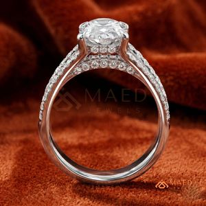925 Sterling Silver Round Cut Moissanite Three <b>Stone</b> Engagement Ring Luxury Bridal Jewelry Gift Women USA - Product Image 4