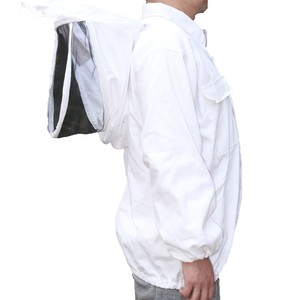Veste de protection pour apiculteur avec voile en maille amovible, respirante, coupe ample, manches en polyester et coton, blanche, sécurisée - Product Image 3