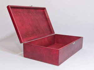 Boîte à bijoux rectangulaire en bois HASAN CRAFT, finition laquée rouge, fermoir en acier inoxydable, design classique écologique, rangement pour chambre à coucher - Product Image 4