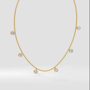 Collar de Oro Amarillo de 18K con Diamante Natural, Corte Brillante Redondo, Estilo Minimalista Moderno, Unisex, para Uso Diario, Regalo - Product Image 4