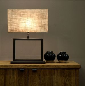 <b>Black</b> Ceramic Table Lamp Rectangular Linen <b>Shade</b> Desktop Accent <b>Light</b> Traditional Bedroom Living Room - Product Image 3