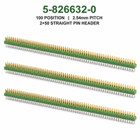 Connecteur de carte PCB traversant, mâle, à 100 positions, 2,54 mm, 2x50, plaqué or, détachable, référence 5-826632-0