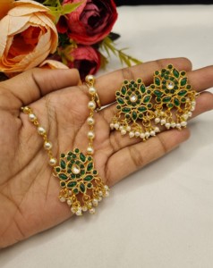Designer <b>Pearl</b> Beaded Chain Necklace With Coordinating Earrings Floral Pendant Necklace <b>Set</b> Traditional Ethnic Partywear Jewelry - Product Image 4