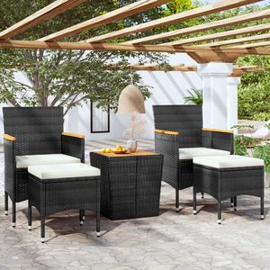 Conjunto de Bistro de Jardín de 5 Piezas en Poliratán Negro Resistente - Product Image 1