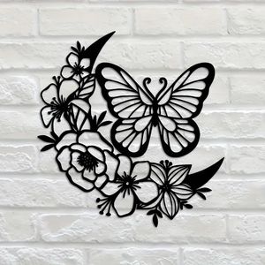 CIFbuy Scultura da Parete in Ferro Stile Bohemien con Fasi Lunari e Farfalle, Decorazione da Interno/Esterno Impermeabile in Metallo, Regalo Perfetto - Product Image 5