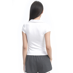 <b>Ladies</b> Side Slit Polo <b>Shirt</b> Relaxed Comfortable Casual Collar Top Breathable Lightweight Clothing for Summer Daily Wear - Product Image 2